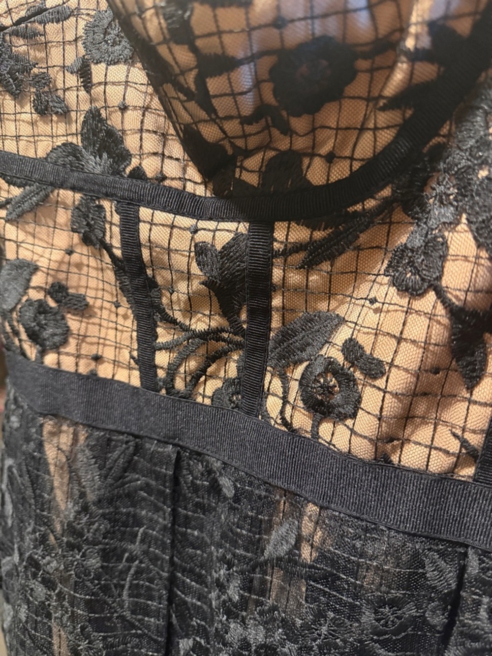City Chic Black Lace Strapless Dress with Nude Lining - Picture 4 of 7